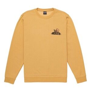 New Hurley Flower Fish Crew Neck Sweatshirt Mens M Mustard Yellow Graphic